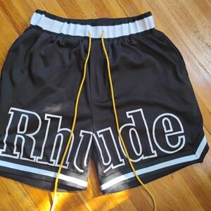 Rhude Black and White Athletic Mesh Shorts